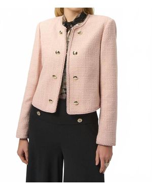 Joseph Ribkoff Boucle Collarless Jacket With Buttons - Pink
