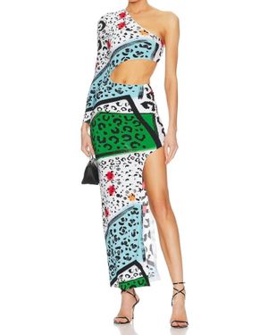 Norma Kamali One Sleeve Shane Wide Slit Gown - Green