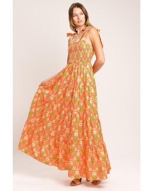 TRUEDAMES Sunkiss Floral Woven Maxi Dress - Orange