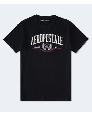 Aéropostale Laurel Logo Appliqué Graphic Tee - Black