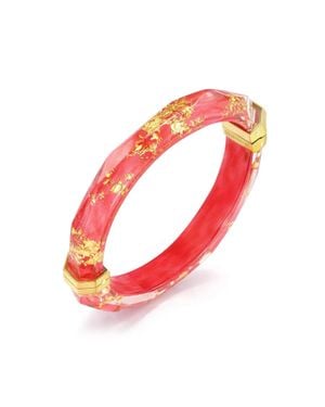 Gold & Honey Thin Faceted Lucite Bangles - Pink