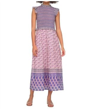 Sea Bianca Smocked Midi Dress - Purple