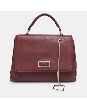 Aigner Leather Flap Isabella Top Handle Bag - Red