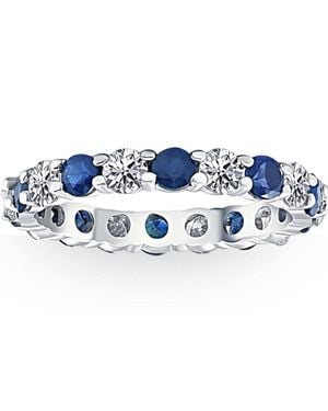 Pompeii3 3Ct Sapphire & Diamond Eternity Ring 14K Size Selectable - Blue