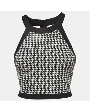 Nagnata Houndstooth Strap Back Crop Top - Black