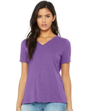 Bella Canvas Relaxed Triblend Short Sleeve V-Neck Tee - Purple