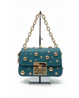 Alex Max Metal-Studs Leather Clutch - Blue