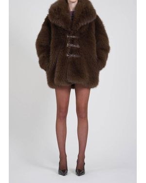 NonChalant Label Oslo Faux Fur Jacket - Brown
