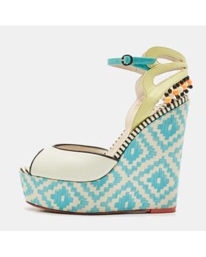 Sophia Webster Leather Lucita Espadrille Wedge Sandals - Blue
