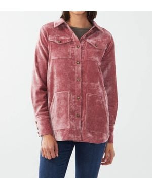 Fdj Long Sleeve Velvet Shacket - Red