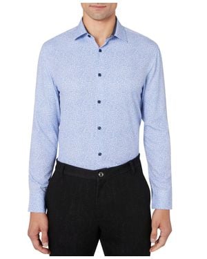 Con.struct Construct Performance Dress Shirt 18-18.5X3536 Floral Slim-Fit Ups472 - Blue