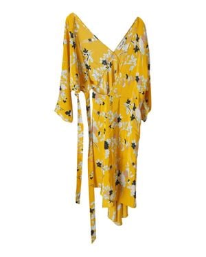 Diane von Furstenberg Floral Print Wrap Dress - Yellow