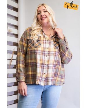 TRUEDAMES Plaid Mix Button Down Shirt - Multicolor