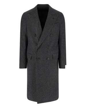 Caruso Cashmere Double-Breasted Coat - Black