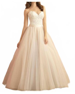 Allure Romance Strapless Tulle A Line Dress - Natural