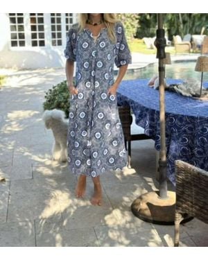 Just Darviny Claire Short Sleeve Midi Dress - Blue