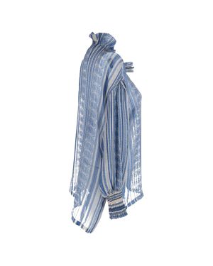 PHILOSOPHY BY LORENZO SERAFINI Zimmermann Printed Button-Up Top - Blue