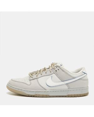 Nike Nubuck Leather Dunk Low Wolf Pure Platinum Sneakers - White