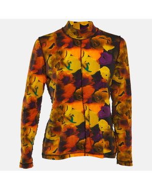 Ganni Printed Jersey Turtle Neck T-Shirt - Orange