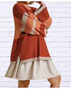 Umgee Betty Color Block Sweater - Brown