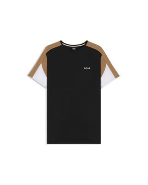 BOSS Cotton Pajama T-Shirt With Contrast Panels - Black