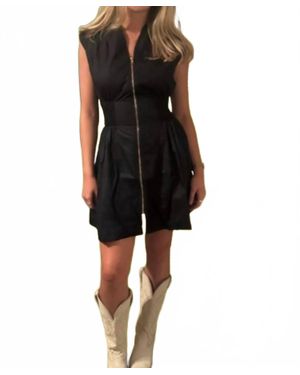 Umgee Sleeveless Zip-Up Mini Dress - Black