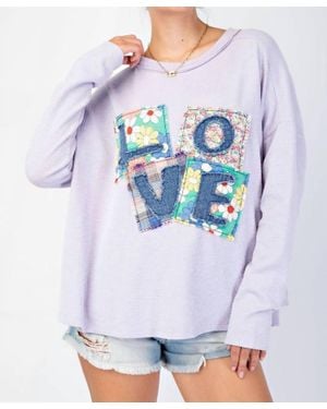 Easel Love Patch Mineral Wash Top - Gray