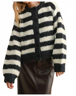 Miou Muse Boucle Effect Sweater Cardigan - Black