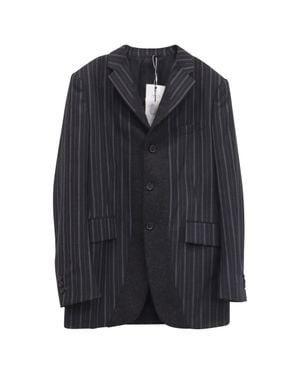 Jil Sander Single-Breasted Striped Blazer With Pockets - Black