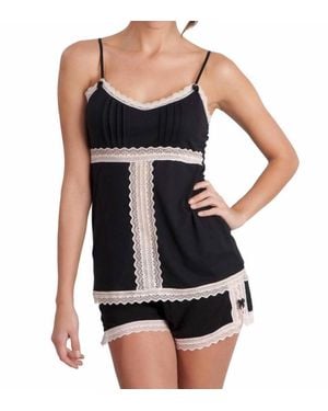 Twelve Eighty Eight Sophie Basic Spaghetti Strap Cami Boxer Pajama Set - Black