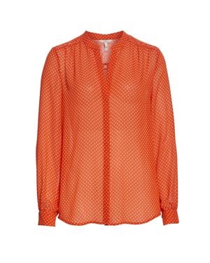 Joie Mintee G Warm Terracotta Polka Dot Silk Blouse - Orange