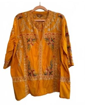 Johnny Was Uma Easy V-Neck Top - Orange