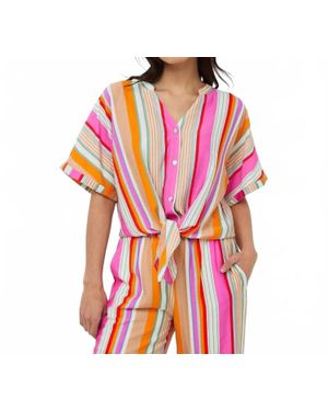 EsQualo Birit Knot Striped Blouse - Red