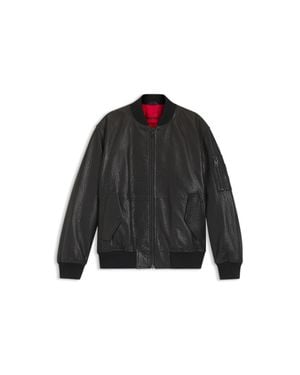 HUGO Patterned-Leather Jacket - Black