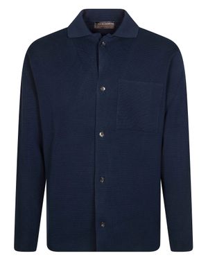 FILIPPO DE LAURENTIIS Dark Knit Shirt Jacket - Blue