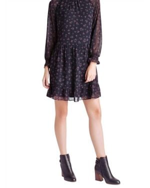 Kensie Fairytale Smocked Waist Long Sleeve Dress - Black