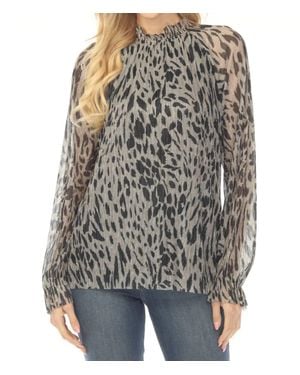 Joseph Ribkoff Animal Print Pleated Blouse - Multicolor