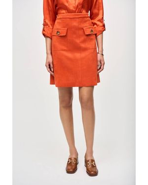 Joseph Ribkoff Faux Suede Pull-On A-Line Skirt - Red