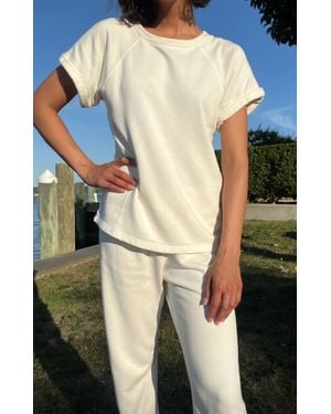 Bobi Boatneck Roll Sleeve Raglan Top - Blue