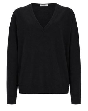 Co. Cashmere Knit Sweater With Deep V-Neckline - Black