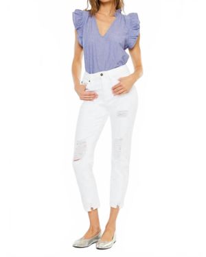 Kancan High Rise Distressed Slim Straight Jean - Blue
