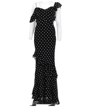 Self-Portrait Polka Dot Cold Shoulder Dress - Black