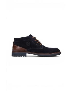 Bugatti Dark Suede Leather Lace-Up Desert Ankle Boots - Black