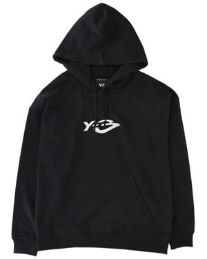 Y-3 Logo Cotton Hoodie - Black