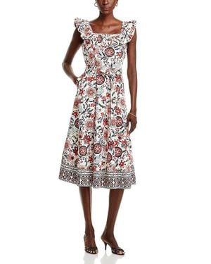 Tahari Floral Fit & Flare Dress in Black | Lyst