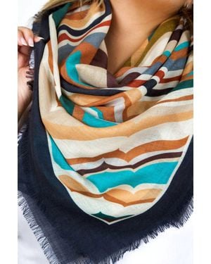 Echo Geode Wool Square Scarf - Gray