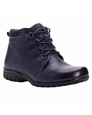 Propet Delaney Wfv002Lnvy Boots Leather Ankle Bootie Zap756 - Blue