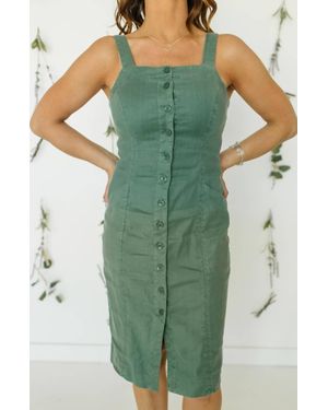 Level 99 Amelia Seamed Tencel Dress - Green