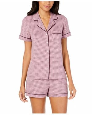Alfani Notch Collar V-Neck Top - Purple
