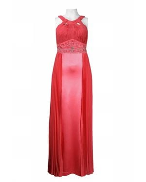 Sue Wong Beaded Waist Accordion Dress - Red
